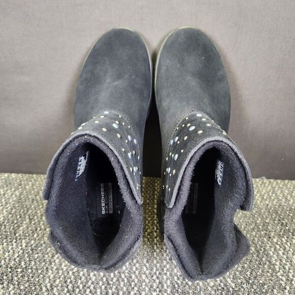 Skechers On The Go Joy Womens Size 9 Black Suede Studded Ankle Booties Boots - Picture 6 of 9